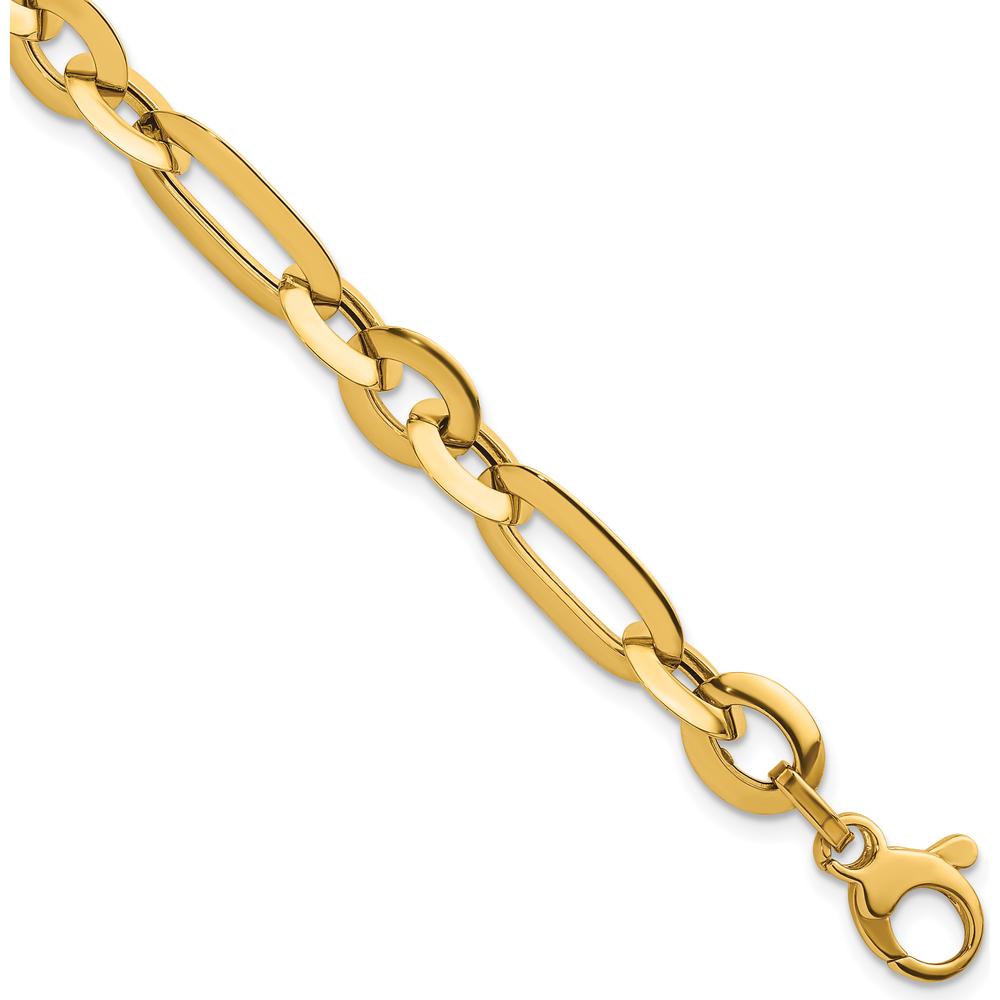 14K Yellow Gold Polished Knife Edge Link 7.75mm Bracelet - 7.5" Length by 0