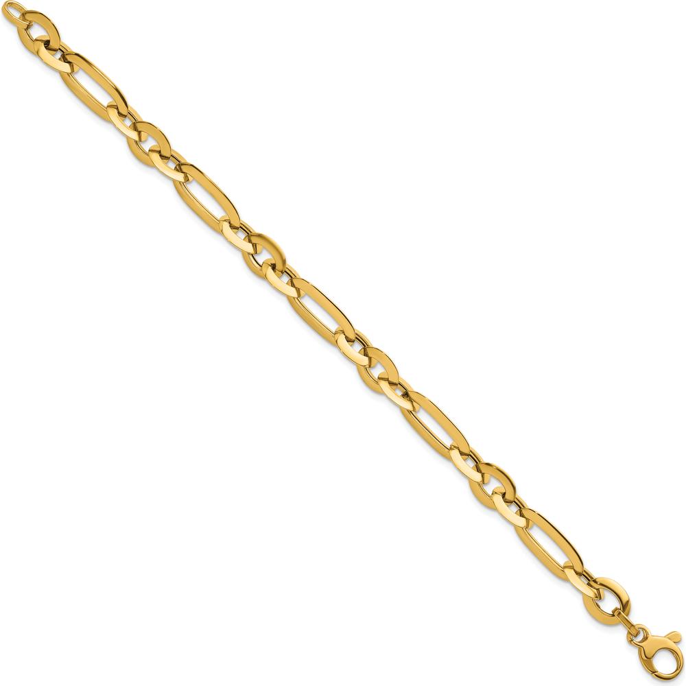 14K Yellow Gold Polished Knife Edge Link 7.75mm Bracelet - 7.5" Length by 0