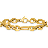 14K Yellow Gold Polished Knife Edge Link 7.75mm Bracelet - 7.5" Length by 0
