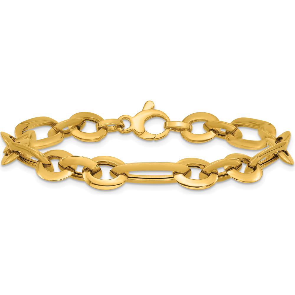 14K Yellow Gold Polished Knife Edge Link 7.75mm Bracelet - 7.5" Length by 0