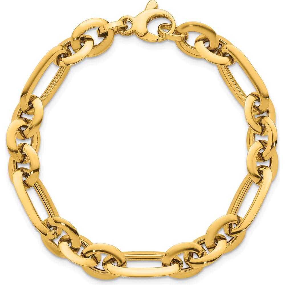14K Yellow Gold Polished Knife Edge Link 7.75mm Bracelet - 7.5" Length by 0