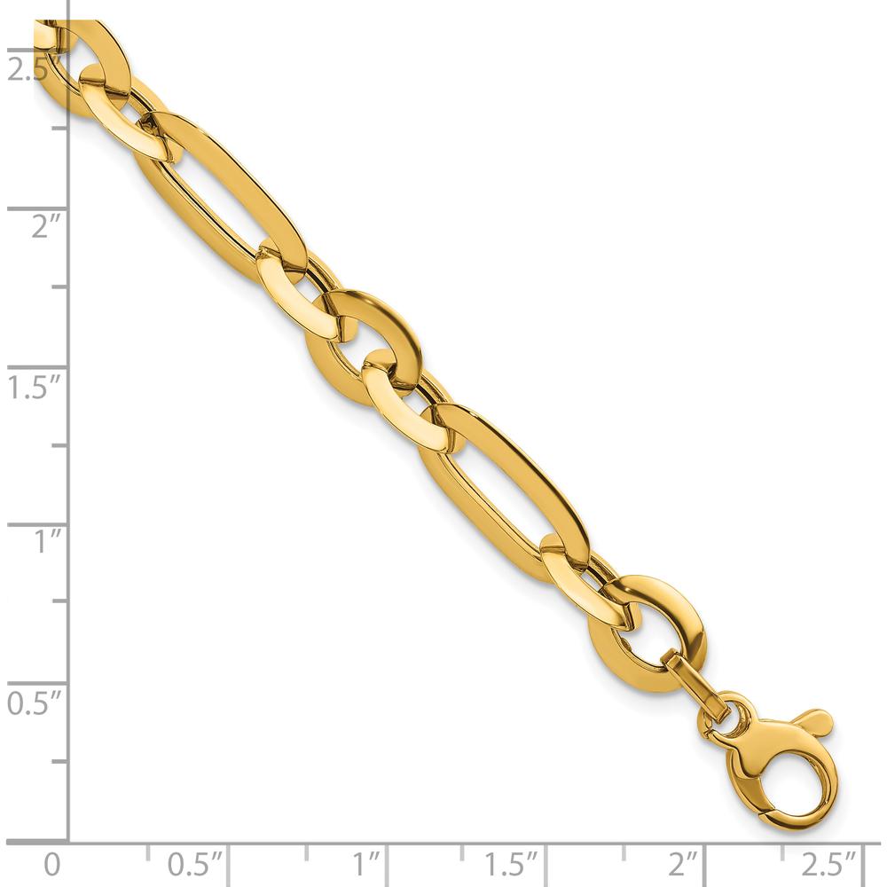 14K Yellow Gold Polished Knife Edge Link 7.75mm Bracelet - 7.5" Length by 0