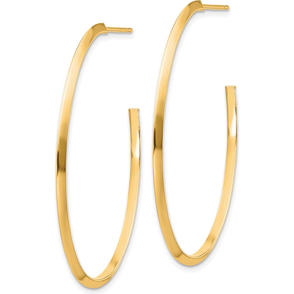 14K Yellow Gold Polished Knife Edge Oval J-Hoop Earrings by 0