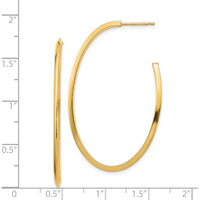 14K Yellow Gold Polished Knife Edge Oval J-Hoop Earrings by 0