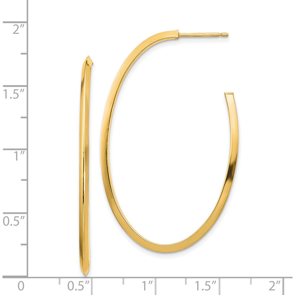 14K Yellow Gold Polished Knife Edge Oval J-Hoop Earrings by 0