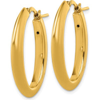 14K Yellow Gold Polished Knife-edge Puffed Oval Hoop Earrings - 30mm Length by 0