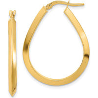 14K Yellow Gold Polished Knife Edge Teardrop Hoop Earrings - 26.7mm Length by 0