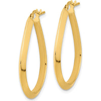 14K Yellow Gold Polished Knife Edge Teardrop Hoop Earrings - 26.7mm Length by 0