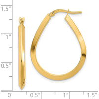 14K Yellow Gold Polished Knife Edge Teardrop Hoop Earrings - 26.7mm Length by 0