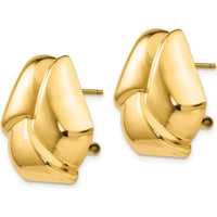 14K Yellow Gold Polished Knot Button Omega Back Earrings by Oro Pregiato