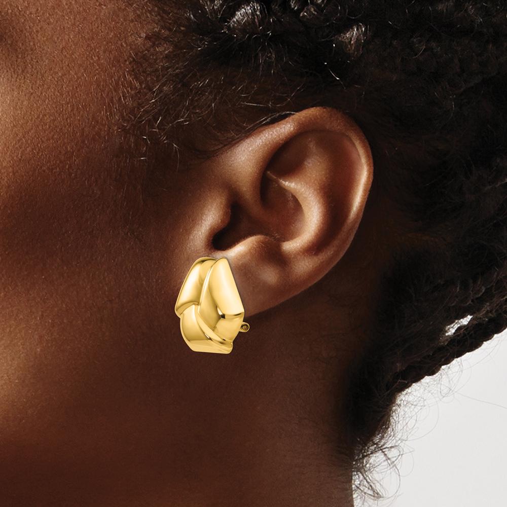14K Yellow Gold Polished Knot Button Omega Back Earrings by Oro Pregiato