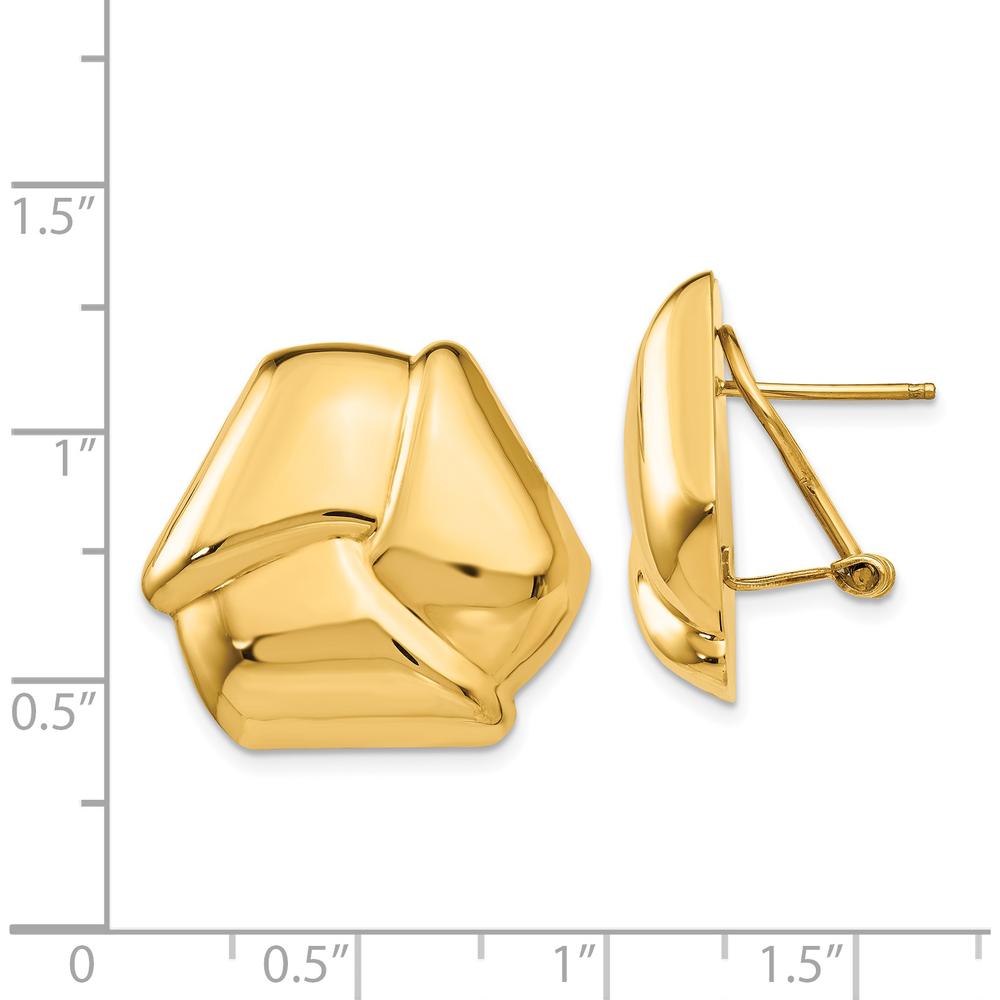 14K Yellow Gold Polished Knot Button Omega Back Earrings by Oro Pregiato