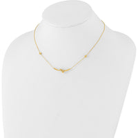 14K Yellow Gold Polished Knotted Bar Pendant Necklace with Cable Chain and Extender - 16" + 2" Extender by Oro Pregiato