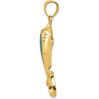 14K Yellow Gold Polished Lab Created Blue Opal Stingray Pendant - Ocean-Inspired Charm by Oro Pregiato