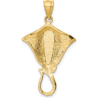 14K Yellow Gold Polished Lab Created Blue Opal Stingray Pendant - Ocean-Inspired Charm by Oro Pregiato