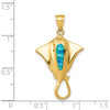 14K Yellow Gold Polished Lab Created Blue Opal Stingray Pendant - Ocean-Inspired Charm by Oro Pregiato