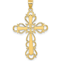 14K Yellow Gold Polished Lace Trim Cross Pendant - 29.8mm Length, 21mm Width by Oro Pregiato