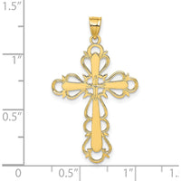 14K Yellow Gold Polished Lace Trim Cross Pendant - 29.8mm Length, 21mm Width by Oro Pregiato