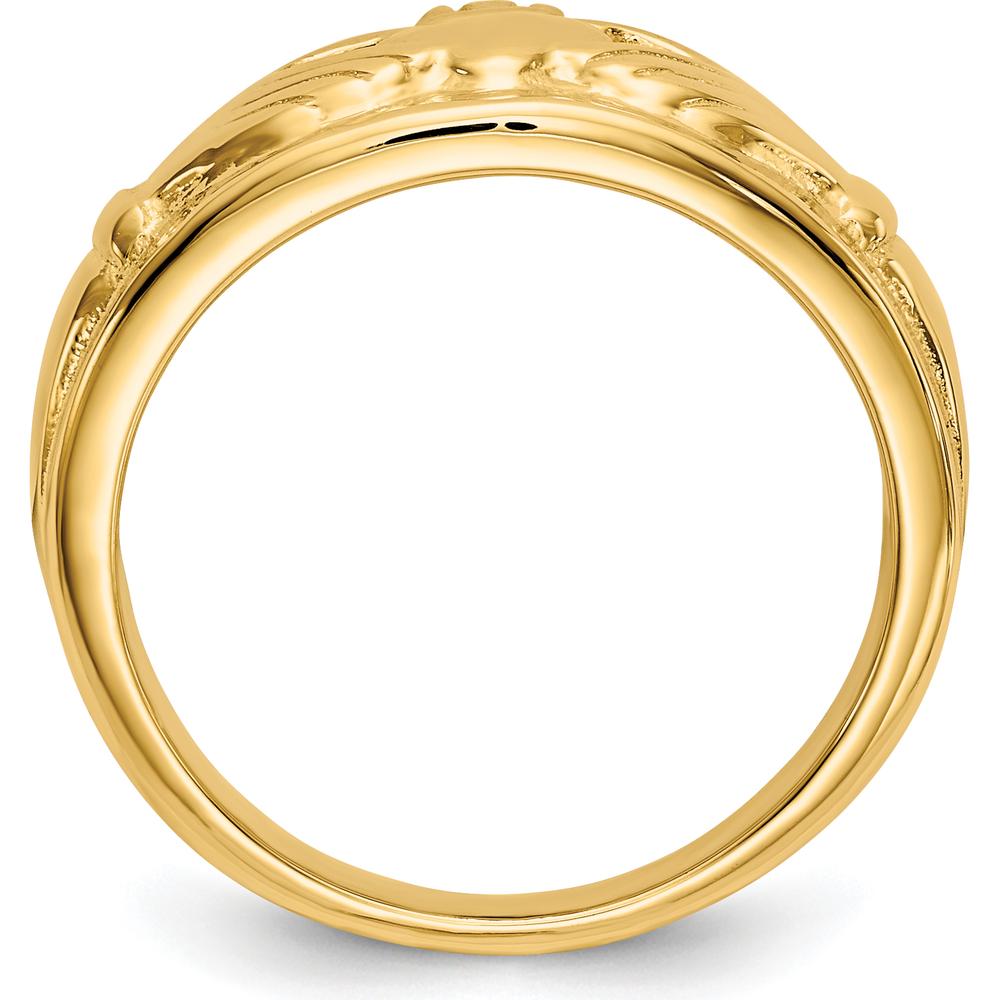 14K Yellow Gold Polished Ladies Claddagh Ring - Symbol of Love and Loyalty by Oro Pregiato