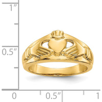 14K Yellow Gold Polished Ladies Claddagh Ring - Symbol of Love and Loyalty by Oro Pregiato