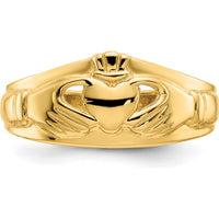 14K Yellow Gold Polished Ladies Claddagh Ring - Symbol of Love and Loyalty by Oro Pregiato