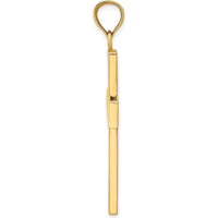 14K Yellow Gold Polished Large Block Cross Pendant with Open Back Design - 42.8mm Length by Oro Pregiato