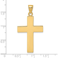 14K Yellow Gold Polished Large Block Cross Pendant with Open Back Design - 42.8mm Length by Oro Pregiato