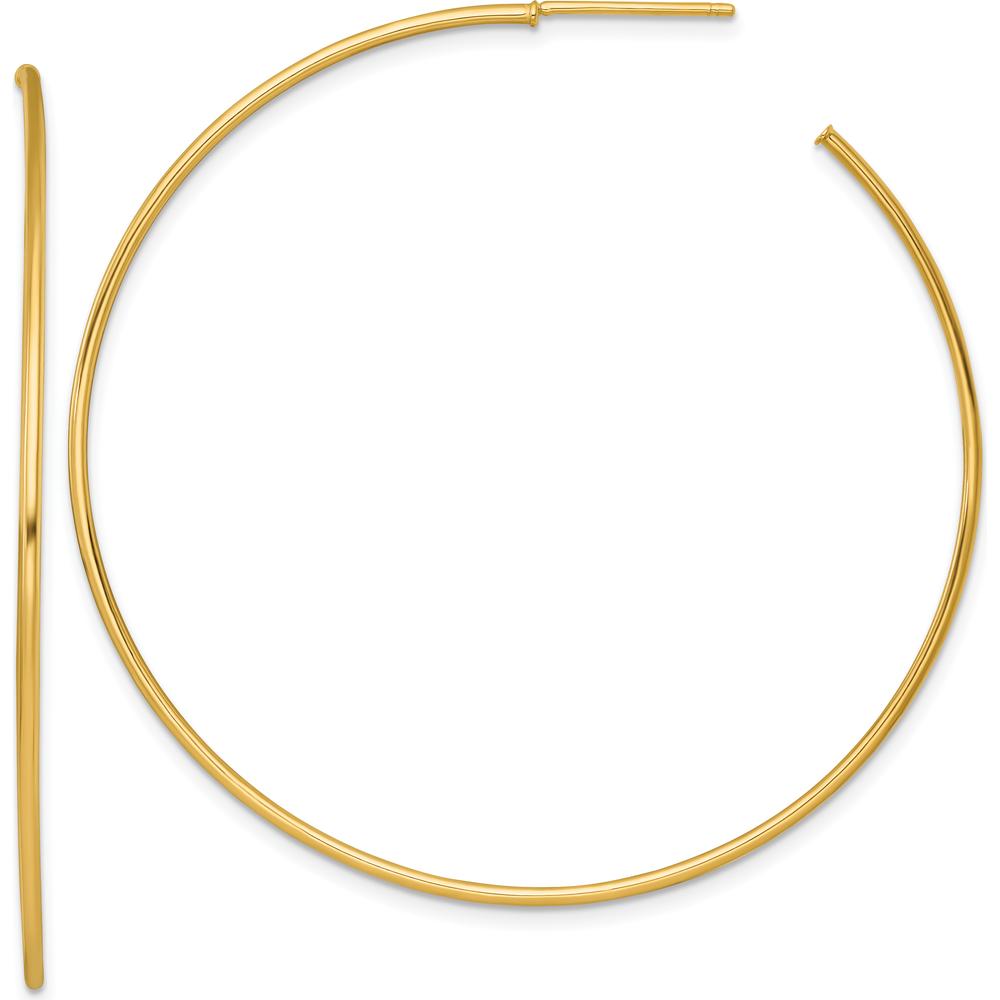 14K Yellow Gold Polished Large C-Hoop Post Earrings - 55mm by 0