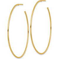 14K Yellow Gold Polished Large C-Hoop Post Earrings - 55mm by 0