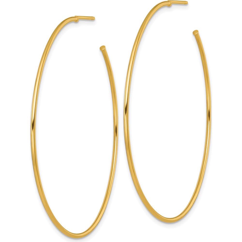 14K Yellow Gold Polished Large C-Hoop Post Earrings - 55mm by 0
