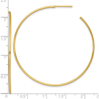 14K Yellow Gold Polished Large C-Hoop Post Earrings - 55mm by 0