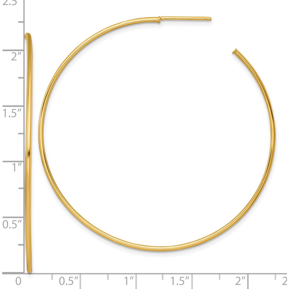 14K Yellow Gold Polished Large C-Hoop Post Earrings - 55mm by 0