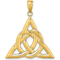 14K Yellow Gold Polished Large Celtic Trinity Knot Pendant Charm - 28mm by Oro Pregiato