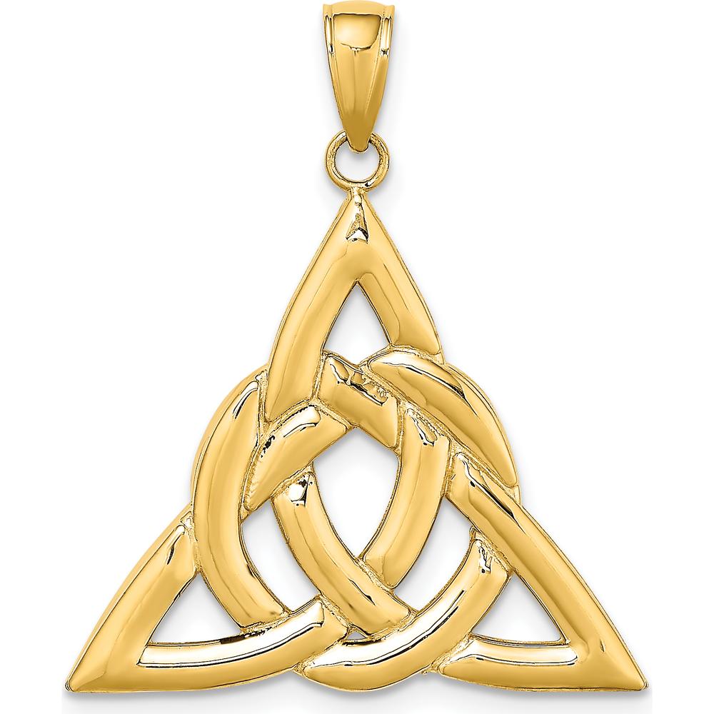 14K Yellow Gold Polished Large Celtic Trinity Knot Pendant Charm - 28mm by Oro Pregiato