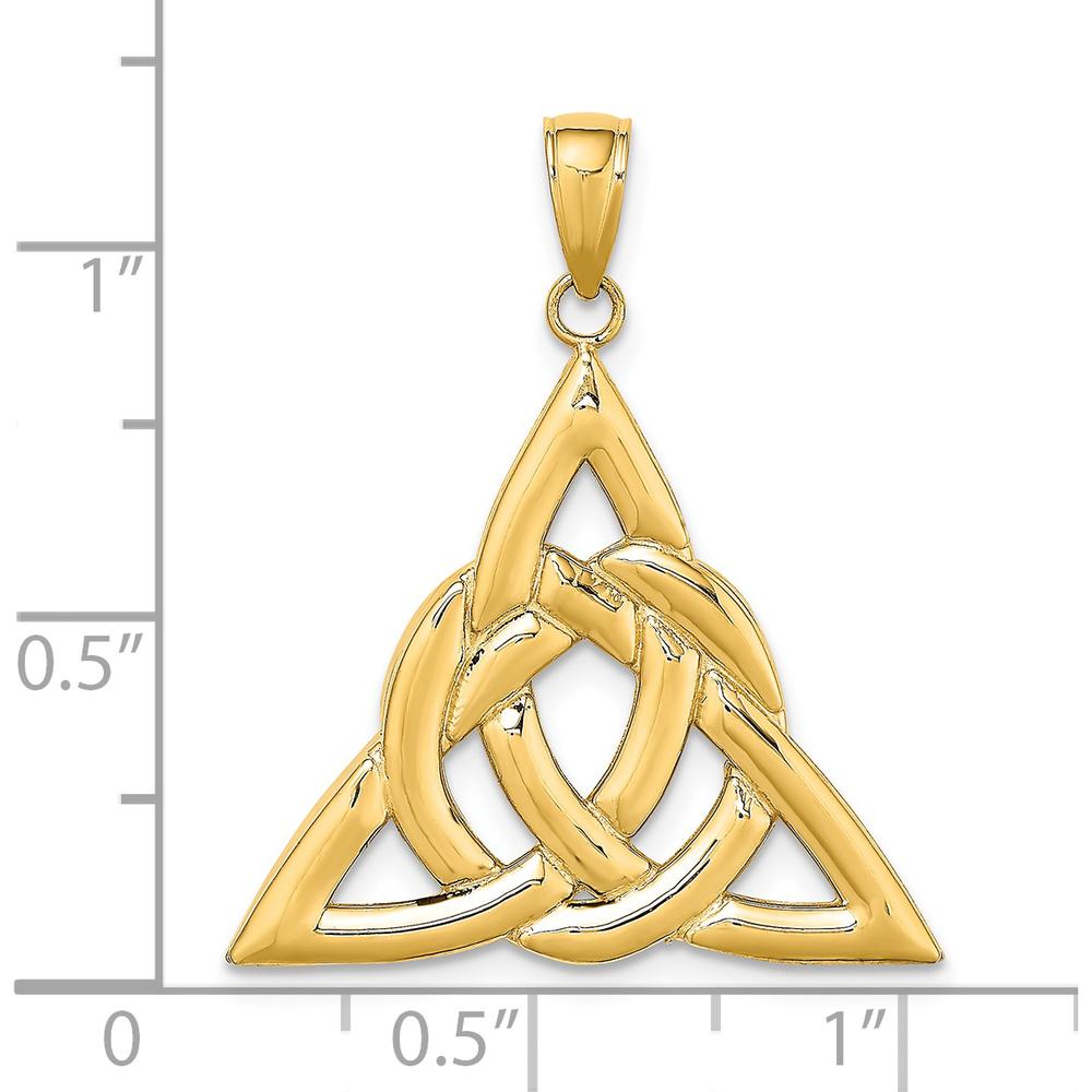 14K Yellow Gold Polished Large Celtic Trinity Knot Pendant Charm - 28mm by Oro Pregiato