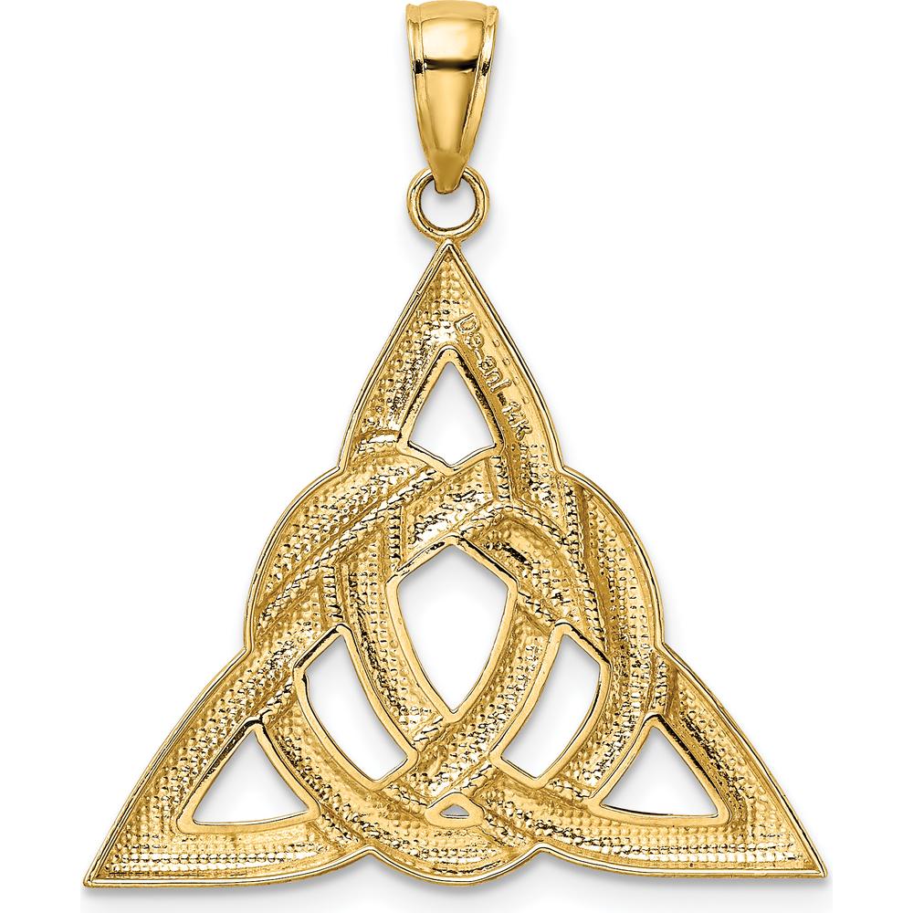 14K Yellow Gold Polished Large Celtic Trinity Knot Pendant Charm - 28mm by Oro Pregiato