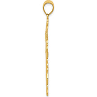 14K Yellow Gold Polished Large Fancy Filigree Cross Pendant - 51.2mm by Oro Pregiato