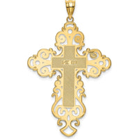 14K Yellow Gold Polished Large Fancy Filigree Cross Pendant - 51.2mm by Oro Pregiato