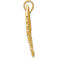 14K Yellow Gold Polished Large Filigree Butterfly Pendant with Textured Detailing - 28.1mm Length by Oro Pregiato