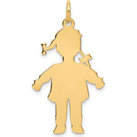 14K Yellow Gold Polished Large Girl Charm Pendant - 32mm Length by Oro Pregiato