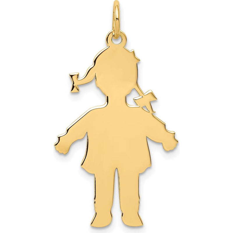 14K Yellow Gold Polished Large Girl Charm Pendant - 32mm Length by Oro Pregiato