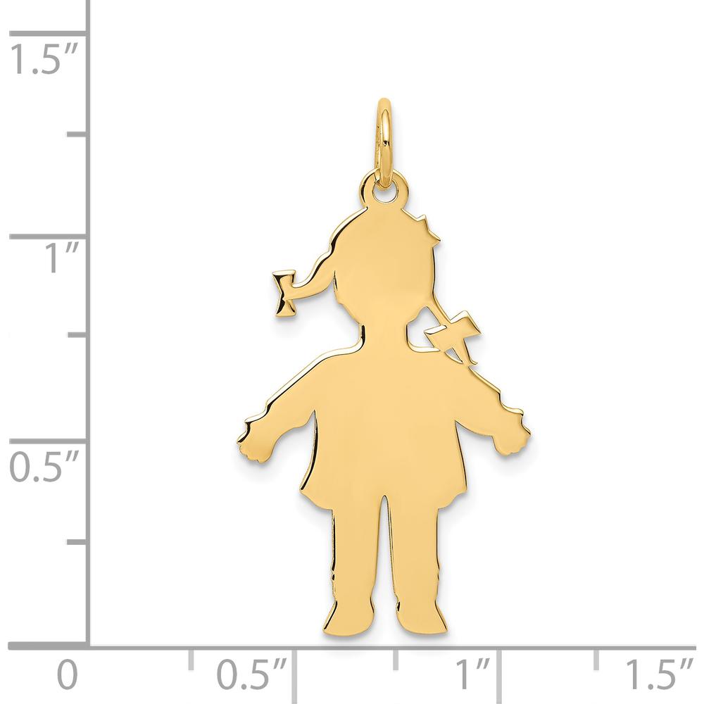 14K Yellow Gold Polished Large Girl Charm Pendant - 32mm Length by Oro Pregiato
