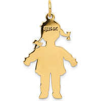 14K Yellow Gold Polished Large Girl Charm Pendant - 32mm Length by Oro Pregiato