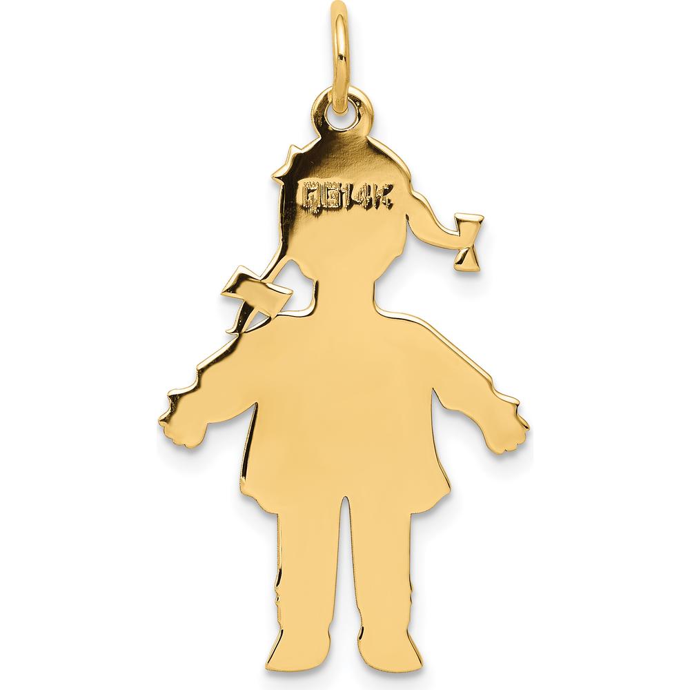 14K Yellow Gold Polished Large Girl Charm Pendant - 32mm Length by Oro Pregiato