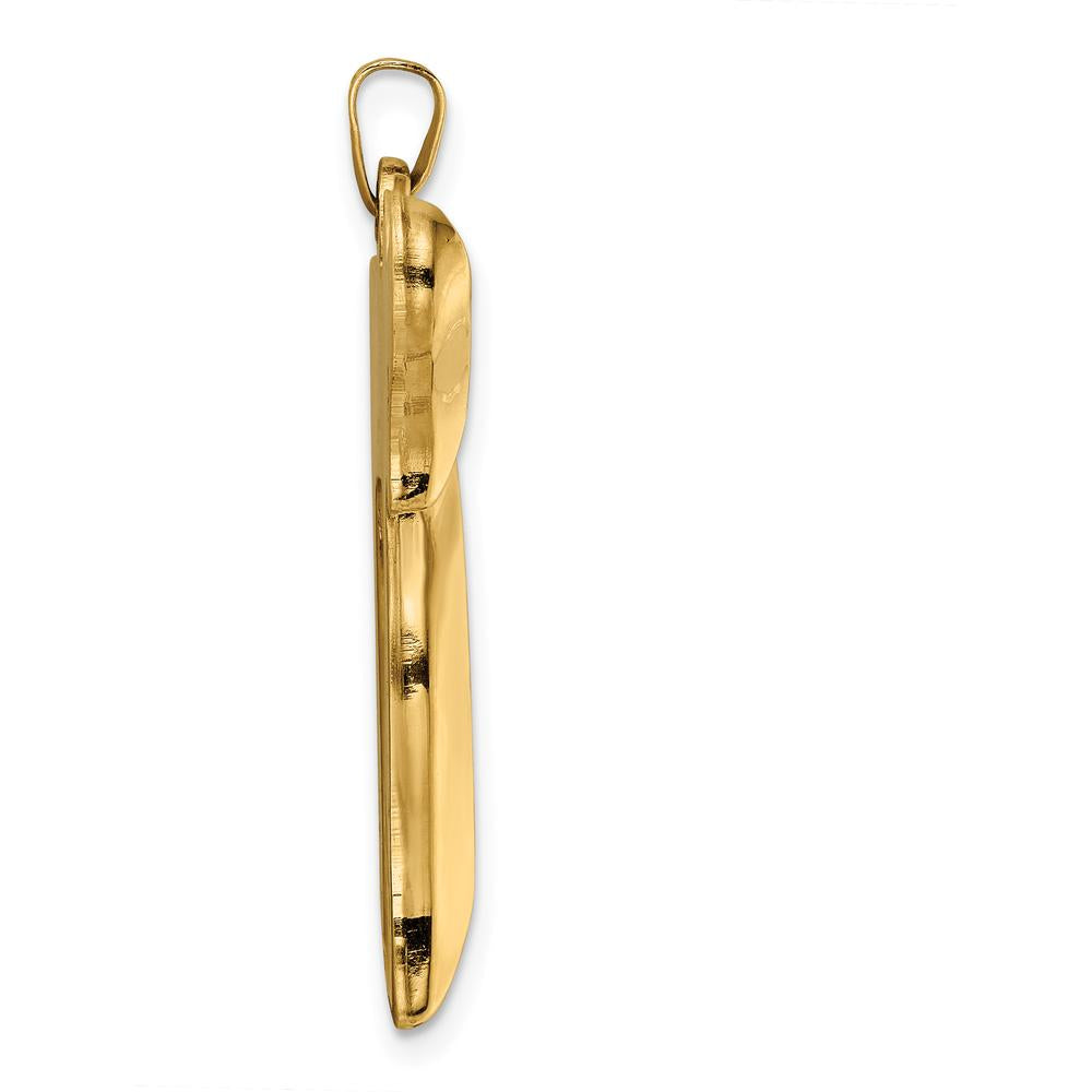 14K Yellow Gold Polished Large Hollow Chai Symbol Pendant - 33.24mm by Oro Pregiato