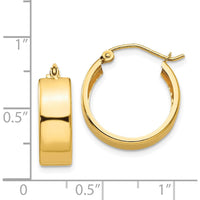 14K Yellow Gold Polished Large Hoop Earrings - 13mm Length, 5.5mm Width by 0