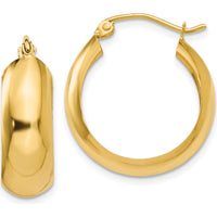 14K Yellow Gold Polished Large Hoop Earrings - 14mm Length, 7mm Width by 0