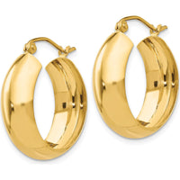 14K Yellow Gold Polished Large Hoop Earrings - 14mm Length, 7mm Width by 0