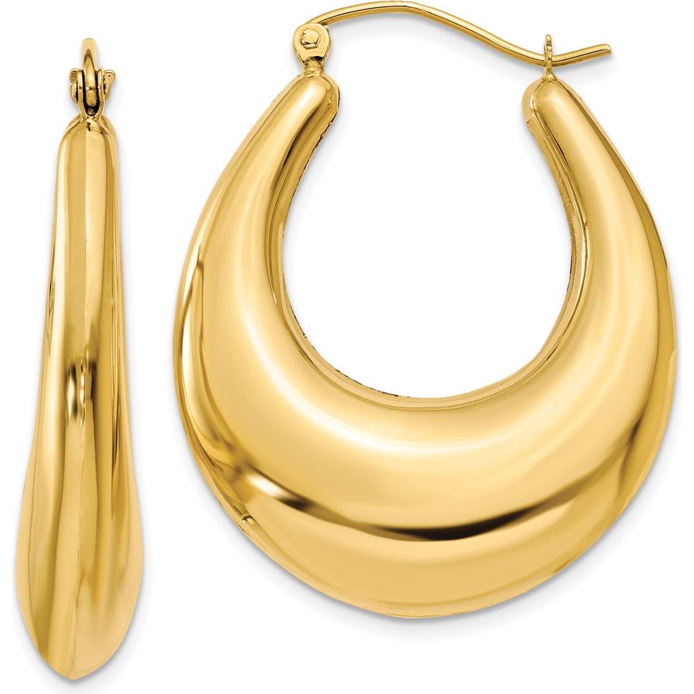 14K Yellow Gold Polished Large Hoop Earrings - 16mm Length by 0