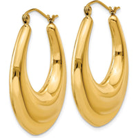14K Yellow Gold Polished Large Hoop Earrings - 16mm Length by 0